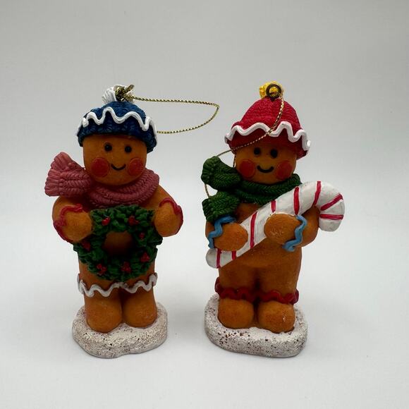Set of 2 Vintage Christmas Around The World Gingerbread Man Resin Ornament - Picture 2 of 6